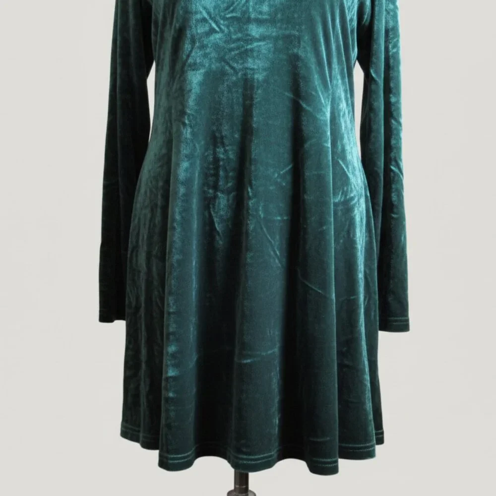 The Pyramid Collection Emerald Green Velvet Dress Whimsigoth Forest Fairy Large - Picture 4 of 9